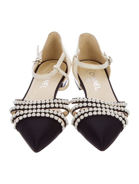 chanel flat shoes with pearls|chanel shoes with pearl heel.